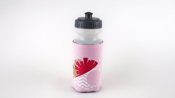 Flaschenhalter Megaphon Cheerleader Glitzer rosa -personalisiert