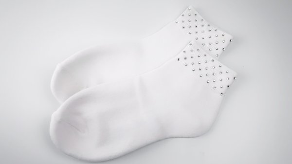 Socken, Strümpfe, Cheersocken mit Strass Modell 1 weiß