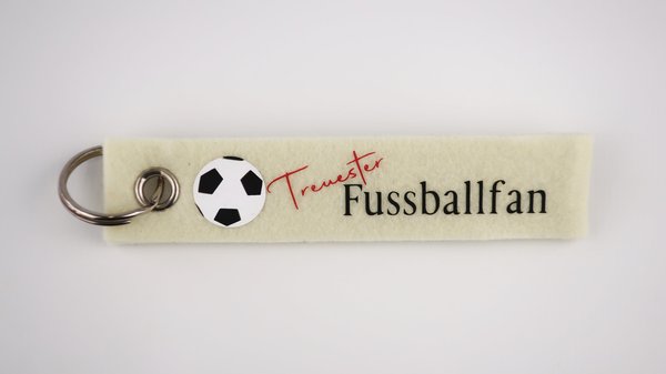 Fussball Schlüsselanhänger Treuester Fussballfan weiß-rot-schwarz