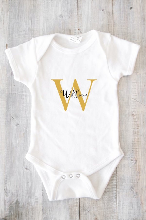 Baby Body personalisiert mit Namen - gold -