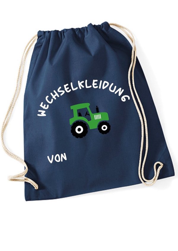 Kindergarten Beutel Tasche Wechselkleidung  Trecker Personalisiert