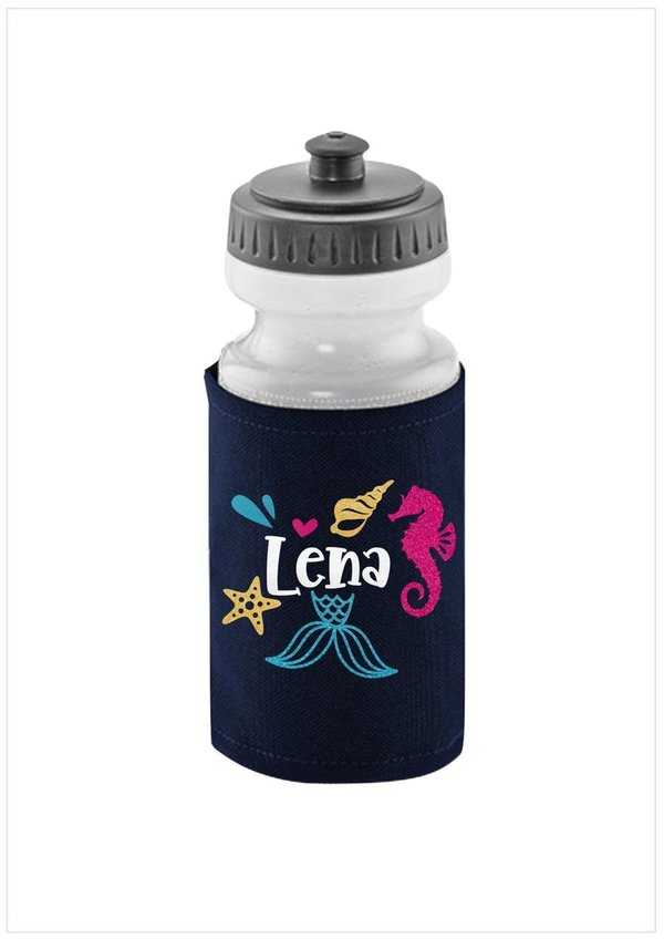 Trinkflasche mit Flaschenhalter -Meerjungfrau - Glitzer verschiedene Farben
